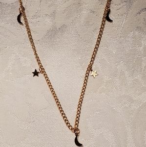 Gold moon and star necklace